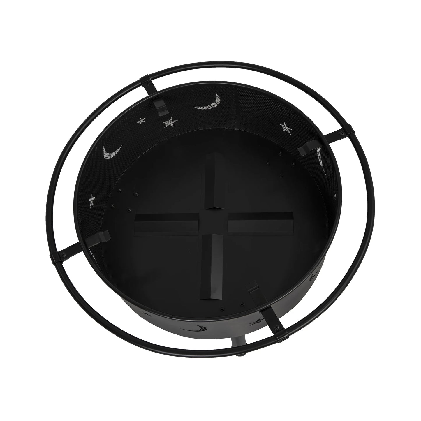 Star & Moon Bonfire round Steel Wood Burning Patio Fire Pit for Outdoor Patio